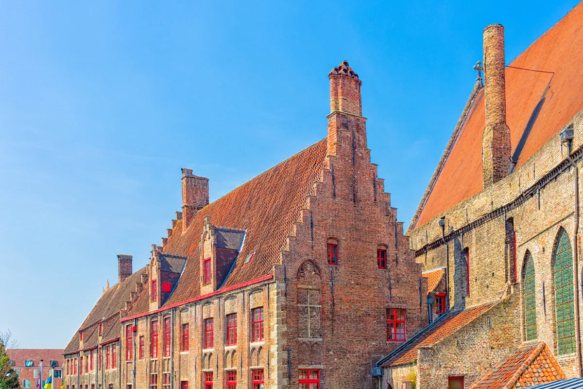 The historic Sint-Janshospitaal beside the water in Bruges