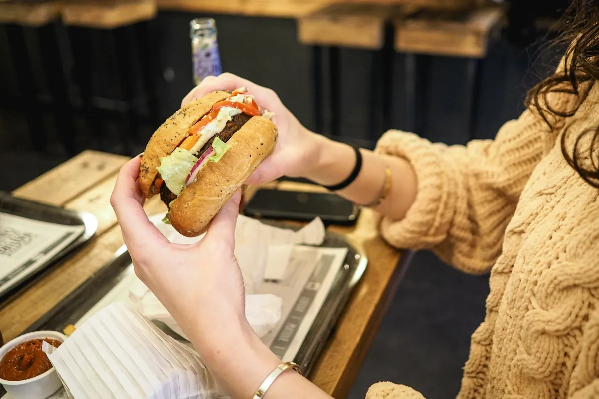 A vegan burger served at a Belgian restaurant