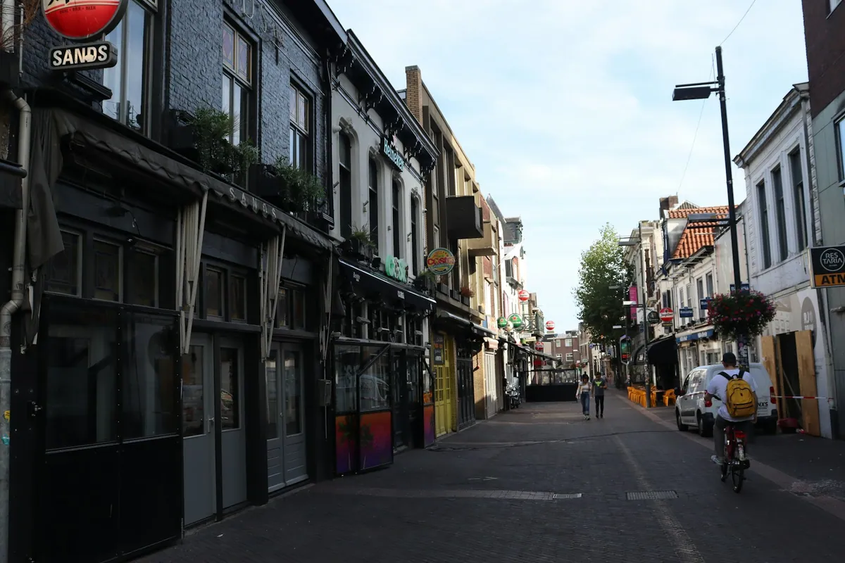A lively shopping street in central Bruges