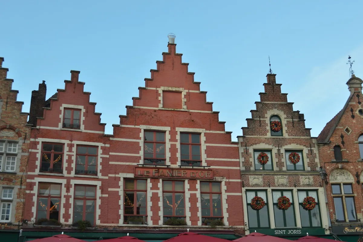 Traditional stepped-gable houses in central Bruges