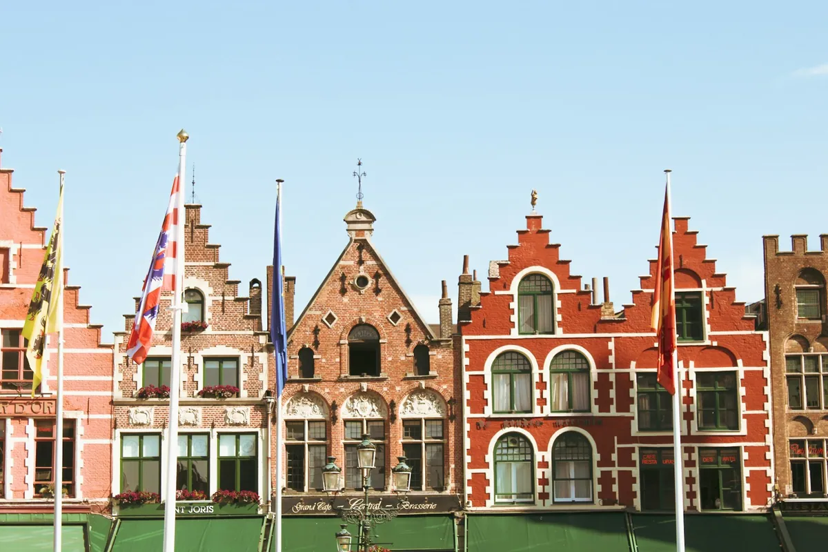 Historic stepped-gable buildings near central Bruges