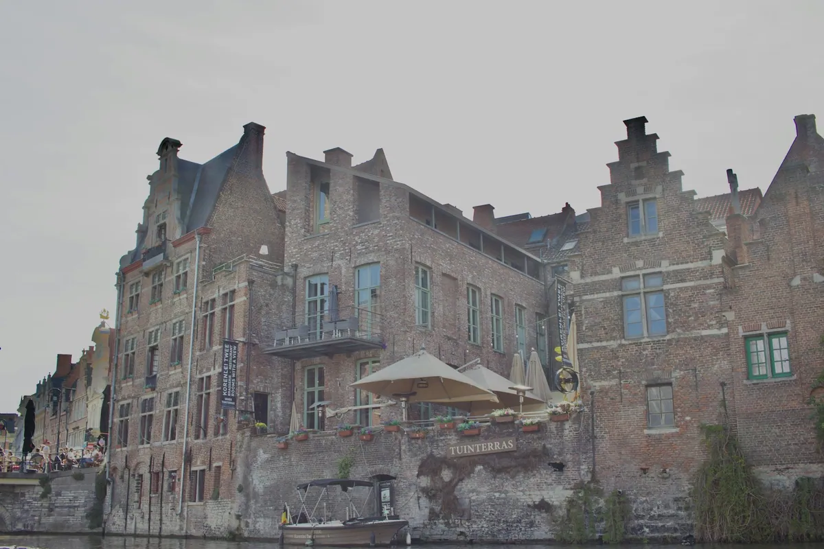 Canal-side terraces in the Sint-Anna area of Bruges