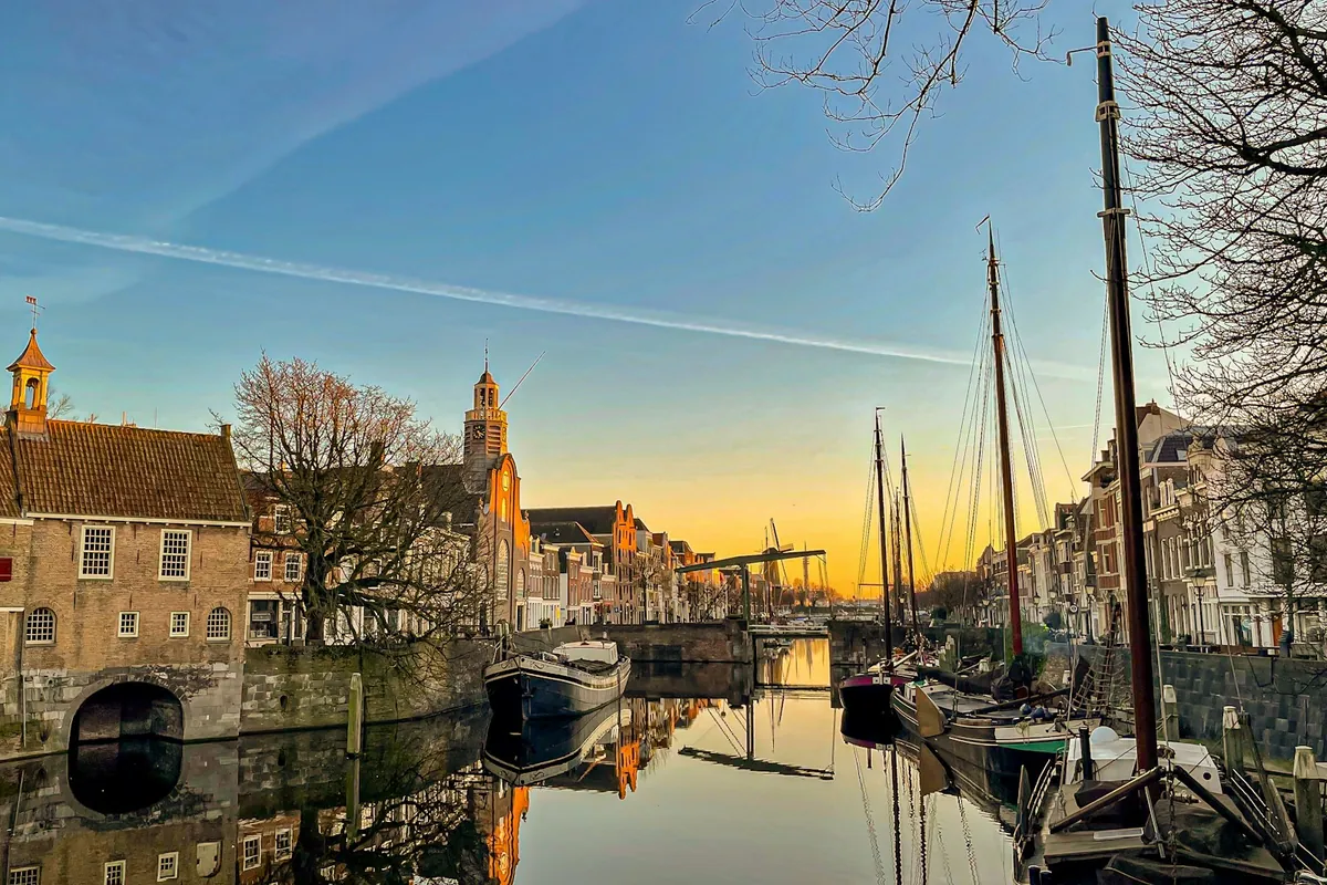 Boats and open waterside space near Bruges